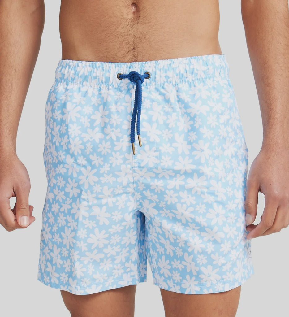 Buy Byron Blue Swim Shorts by ORTC - at White Doors & Co