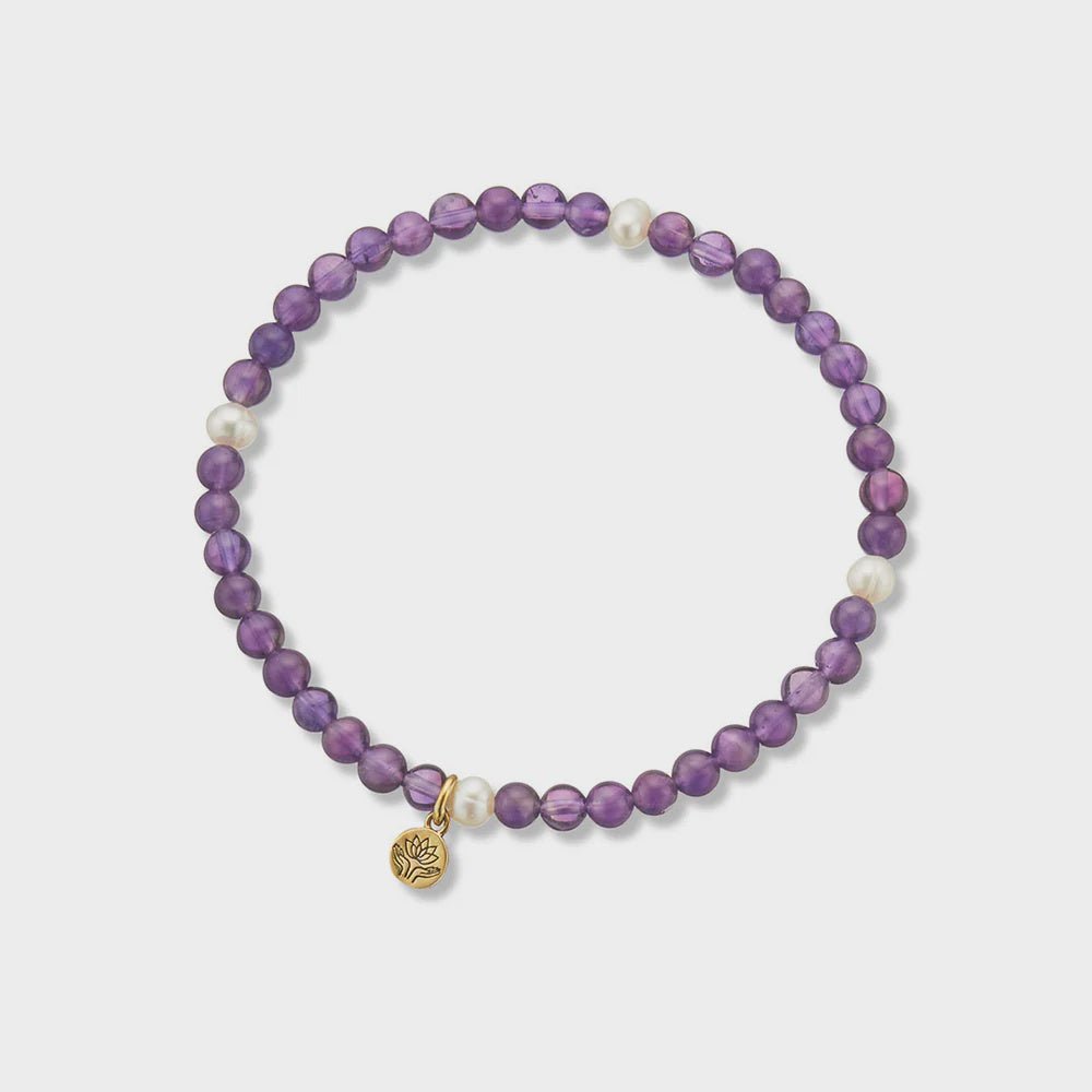 Buy Amethyst & pearl prosperity gem bracelet by Palas - at White Doors & Co