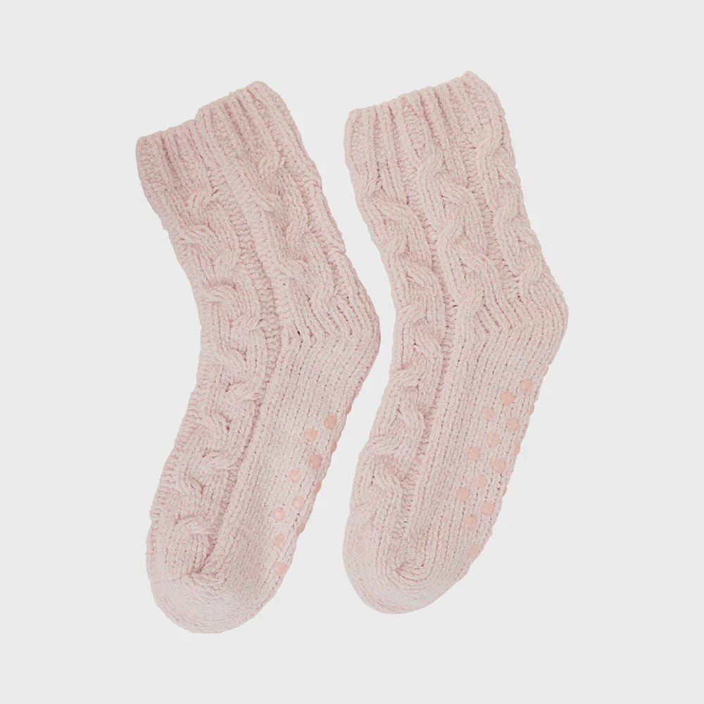 Buy Chenille Room Socks - Cable Knit -Pink Quartz by Annabel Trends - at White Doors & Co