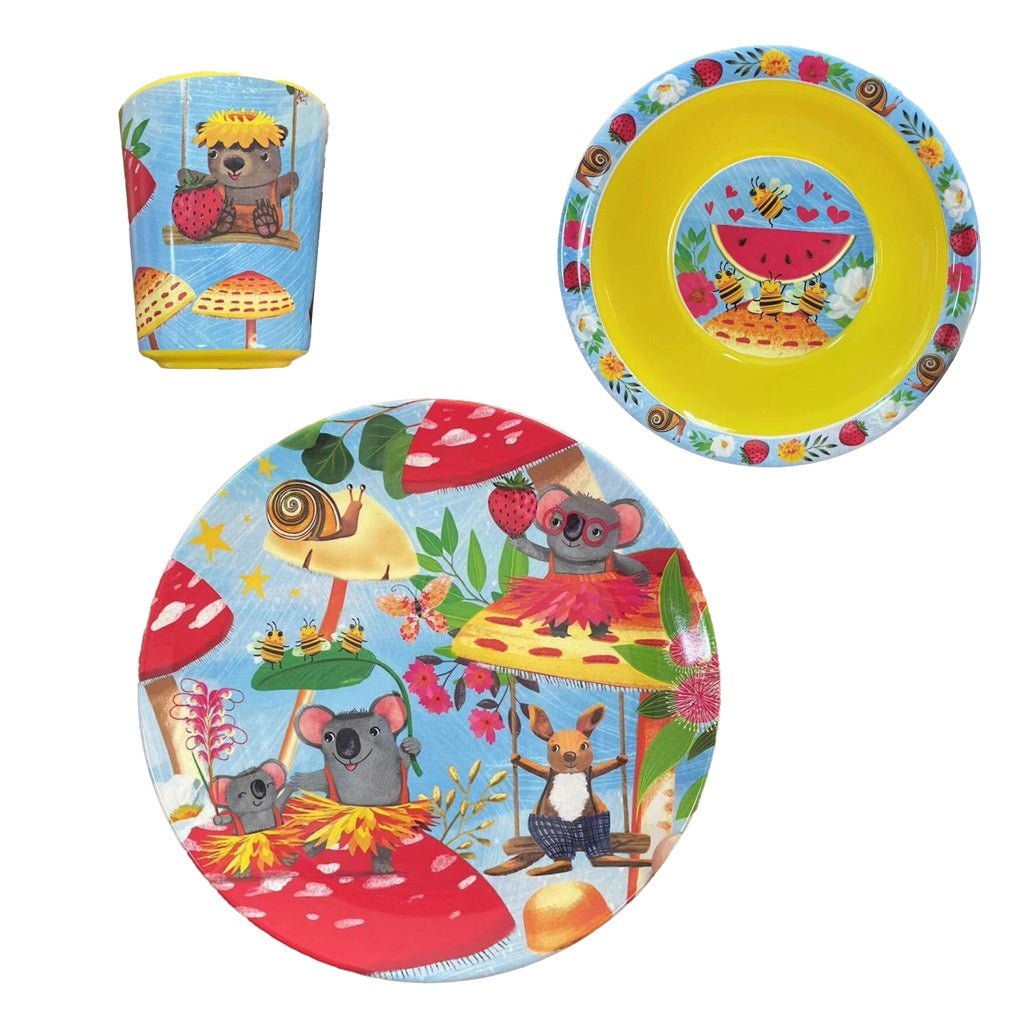 Buy Children's Melamine Set Bush Party by La La Land - at White Doors & Co