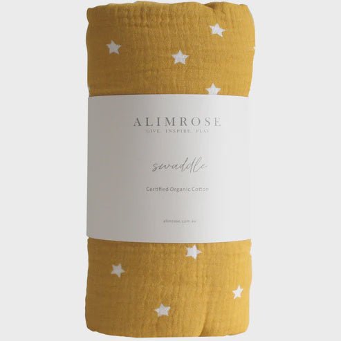 Buy Muslin Swaddle Starry Night Butterscotch by Alimrose - at White Doors & Co
