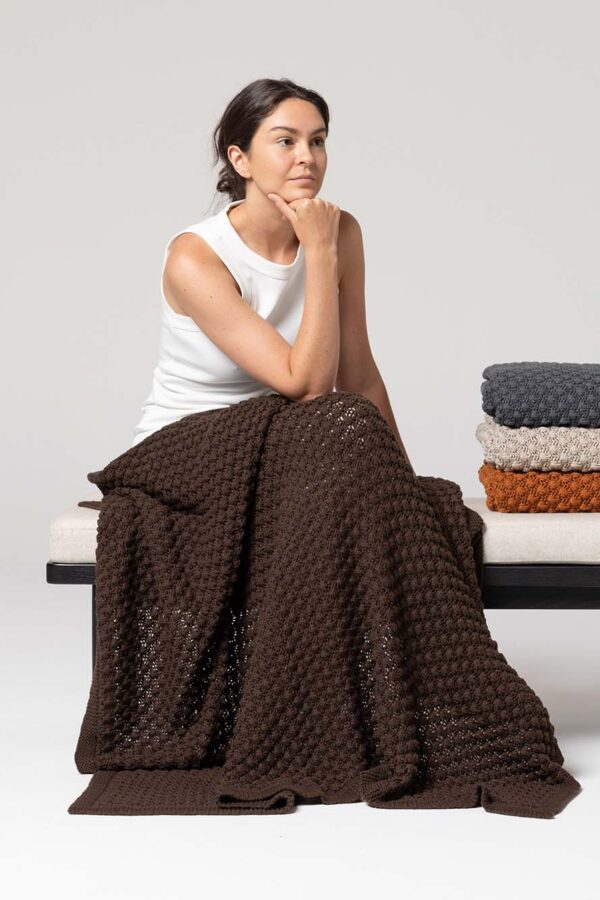 Buy Popcorn Throw -Chocolate by Indus Design - at White Doors & Co