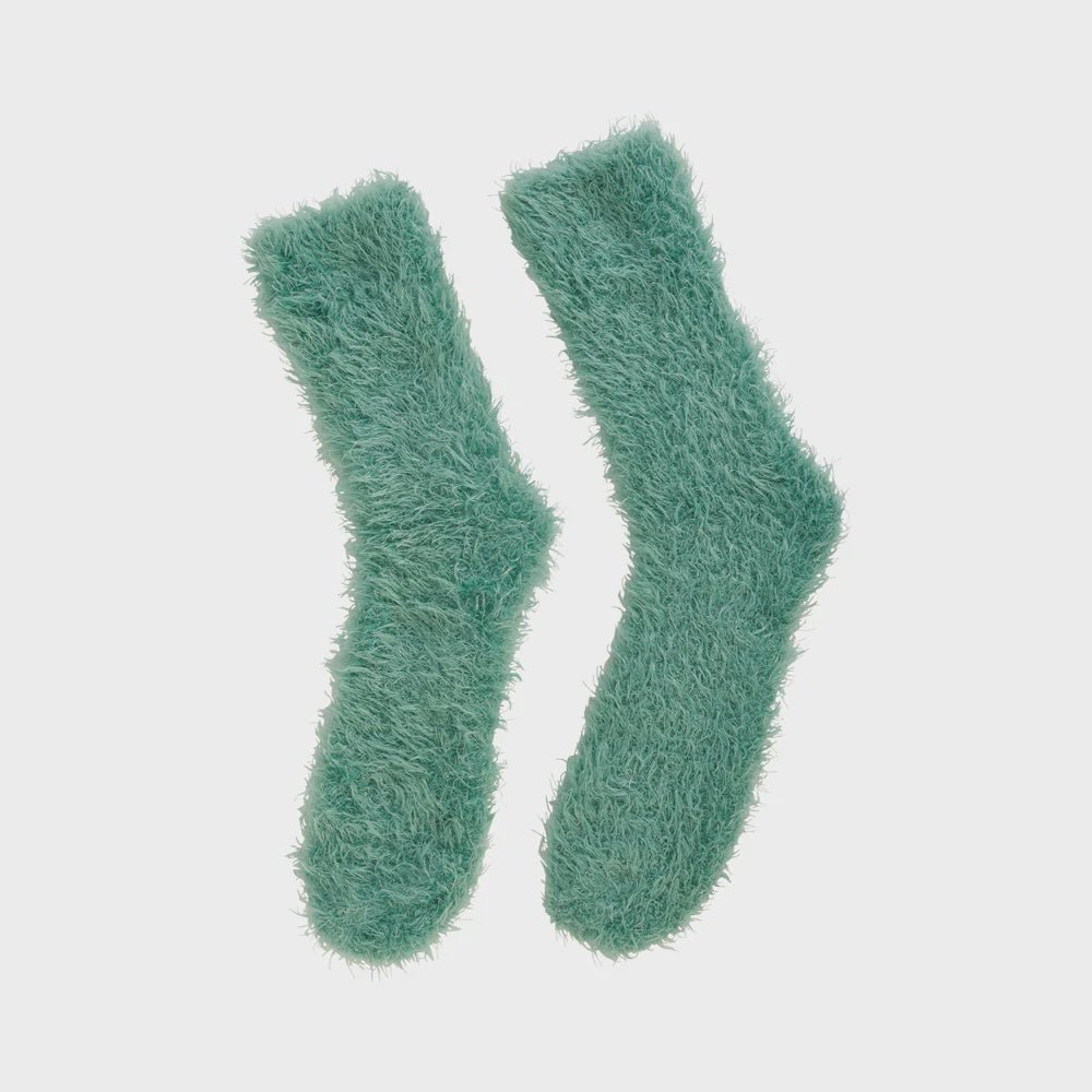 Buy Short Fuzzy Bed Socks - Set of 2 Pairs -Dark Sage by Annabel Trends - at White Doors & Co