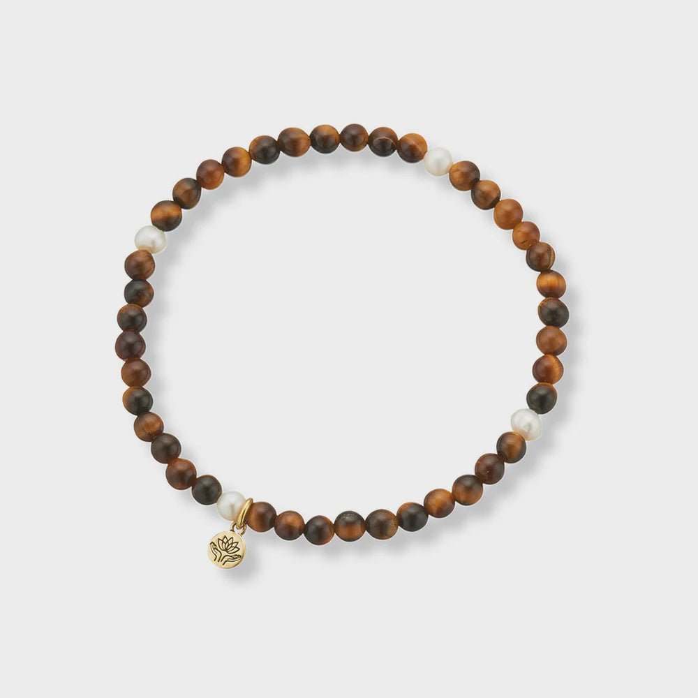 Buy Tigers eye & pearl prosperity gem bracelet by Palas - at White Doors & Co