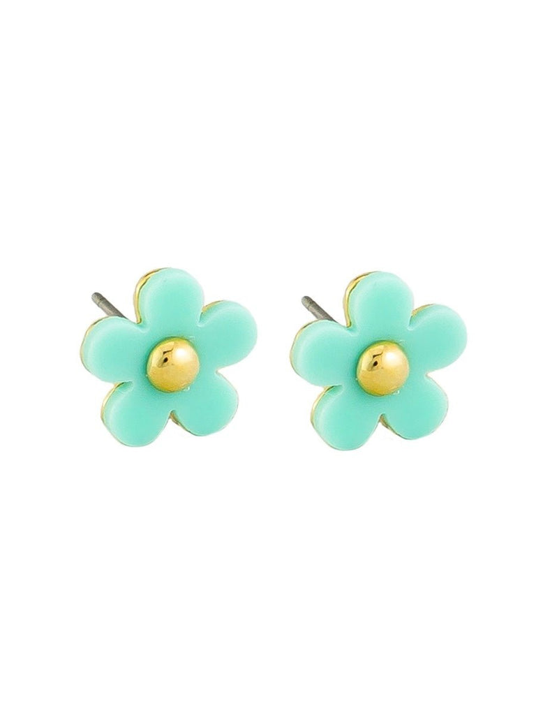Buy Aqua Flower Button Studs by Tiger Tree - at White Doors & Co