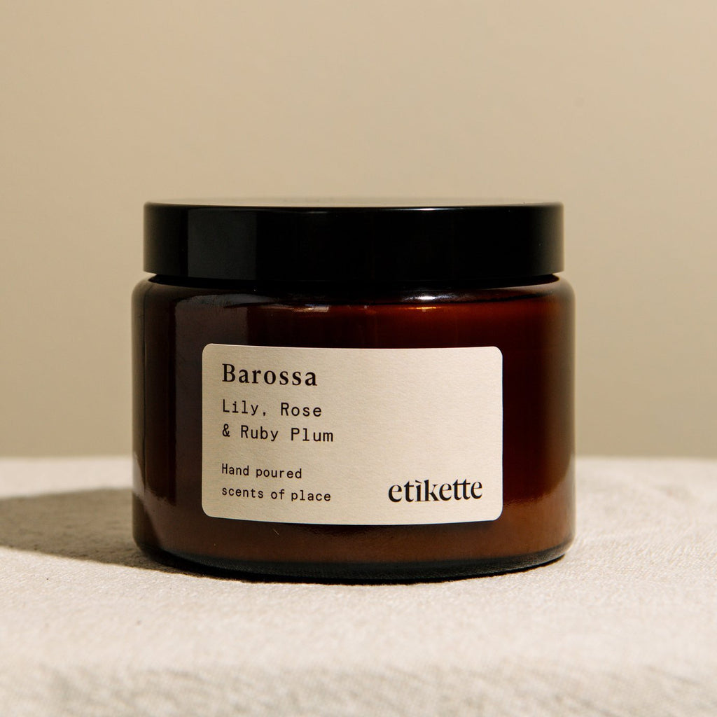 Buy Barossa /Lily Rose & Ruby Plum Double Wick Candle by Etikette - at White Doors & Co