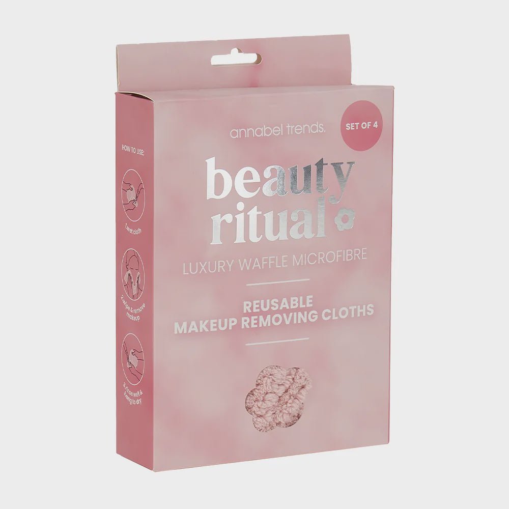 Buy Beauty Ritual - Luxury Waffle Makeup Removing Cloths 4pc-Dusty Pink by Annabel Trends - at White Doors & Co