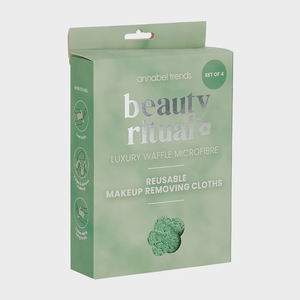 Buy Beauty Ritual - Luxury Waffle Makeup Removing Cloths 4pc-Moss by Annabel Trends - at White Doors & Co
