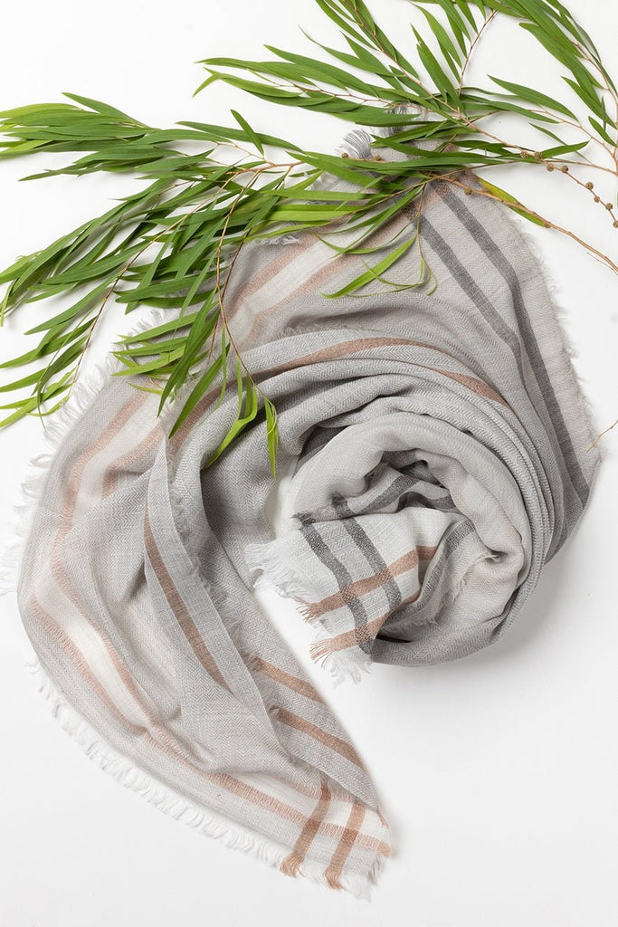 Buy Border Weave Scarf Taupe by Indus Design - at White Doors & Co