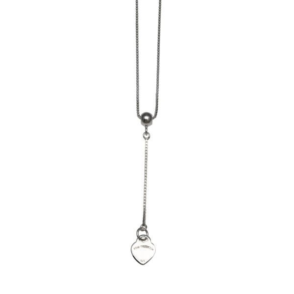 Buy BOX CHAIN NECKLACE WITH VT FLAT HEART DROP by Von Treskow - at White Doors & Co