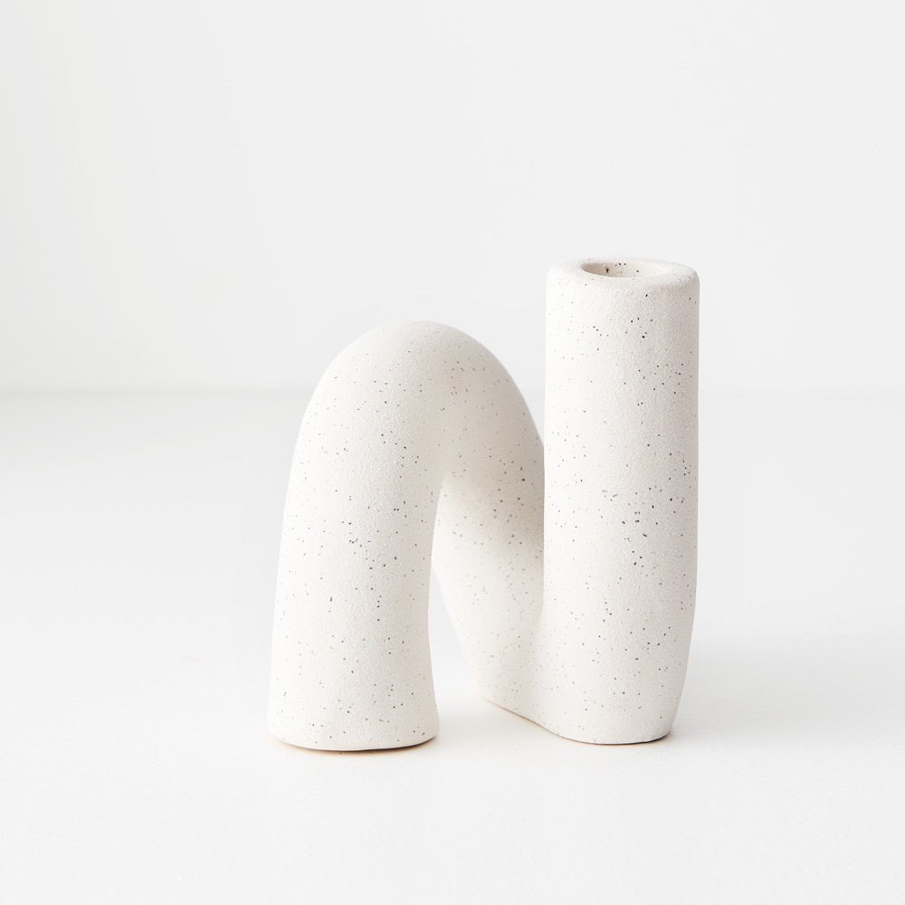 Buy Candle Holder Franka- White by Floral Interiors - at White Doors & Co