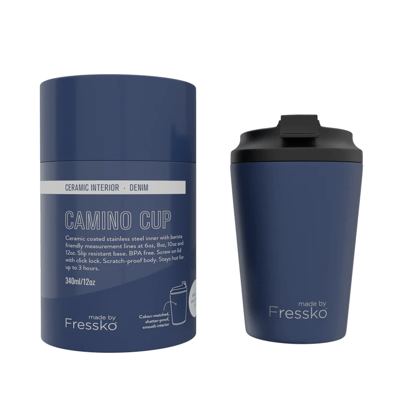 Buy Ceramic Camino Coffee Cup 340ML Denim by Made By Fressko - at White Doors & Co
