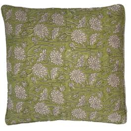 Buy Classic Block Print Cushion - Green by Ruby Star Traders - at White Doors & Co