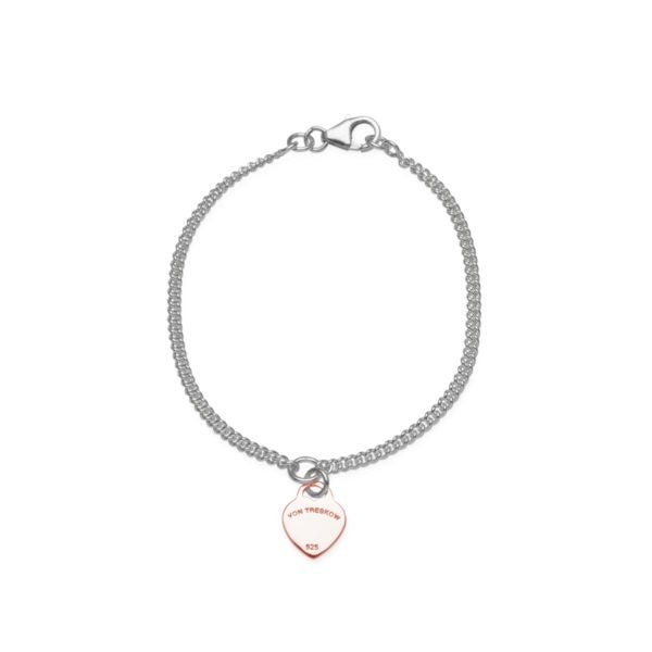 Buy CURB BRACELET WITH VT FLAT HEART - RG by Von Treskow - at White Doors & Co