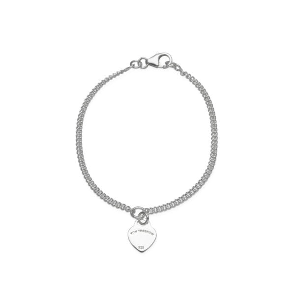 Buy Curb Bracelet With VT Flat Heart - Sterling Silver by Von Treskow - at White Doors & Co