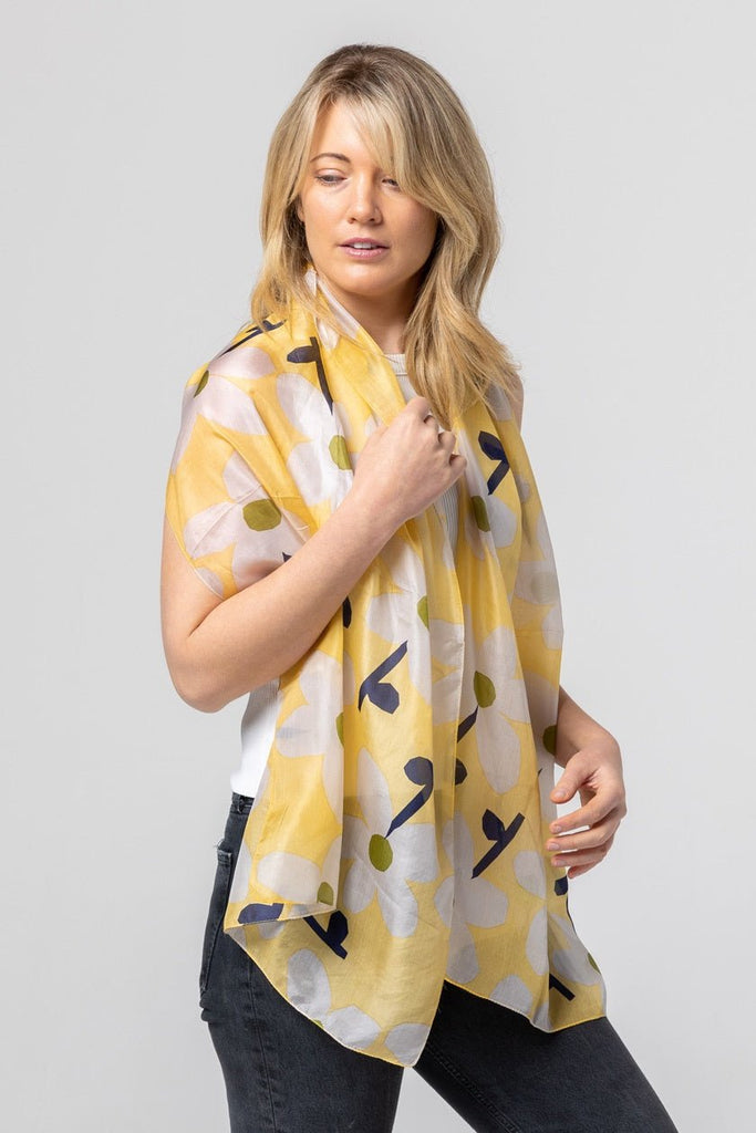 Buy Desert Rose Silk Scarf -Lemon by Indus Design - at White Doors & Co