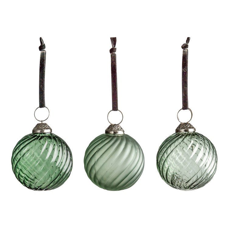 Buy Farley Swirl Baubles - Spruce by Gallery - at White Doors & Co