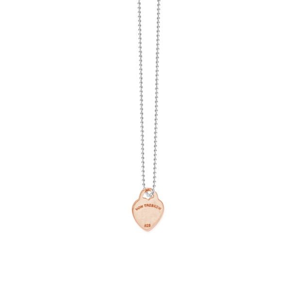Buy FINE BALL CHAIN NECKLACE WITH VT FLAT HEART - Rose Gold by Von Treskow - at White Doors & Co