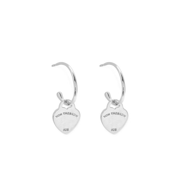 Buy FINE OPEN HOOP STUDS WITH VT FLAT HEART -SS by Von Treskow - at White Doors & Co