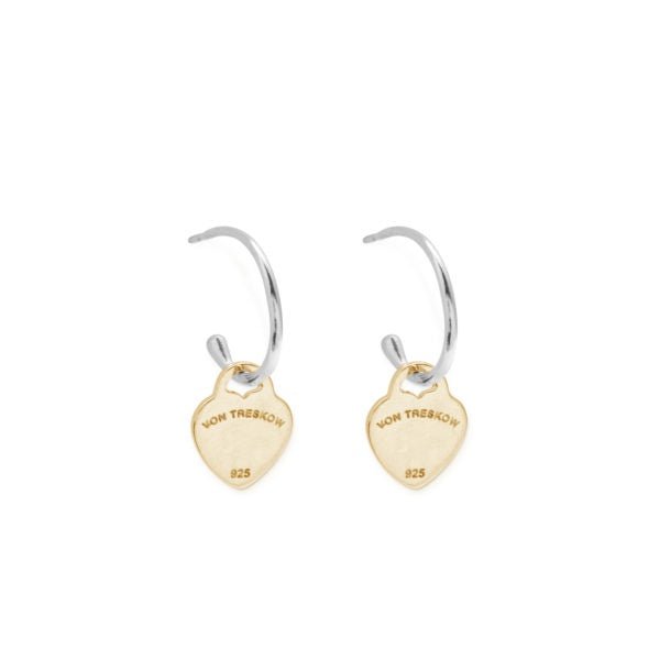 Buy FINE OPEN HOOP STUDS WITH VT FLAT HEART -YG by Von Treskow - at White Doors & Co