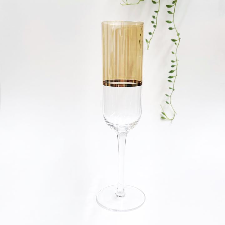 Buy Gilda Champagne Flute Amber / Gold by The Source - at White Doors & Co