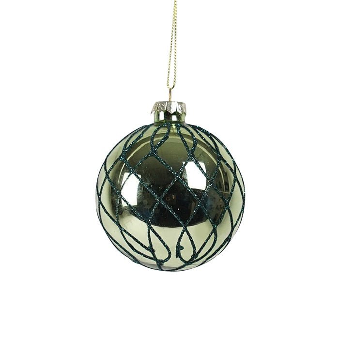 Buy Glass Ball Diamond Stripe Green by Swing - at White Doors & Co