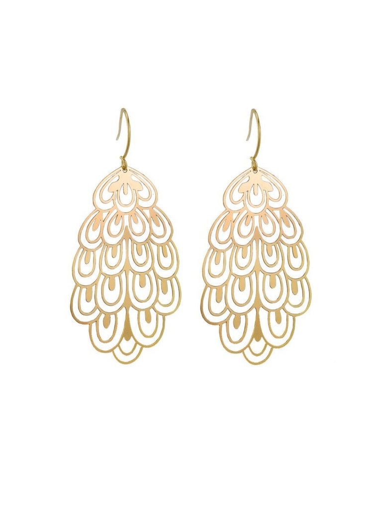 Buy Gold Peacock Filigree Earrings by Tiger Tree - at White Doors & Co