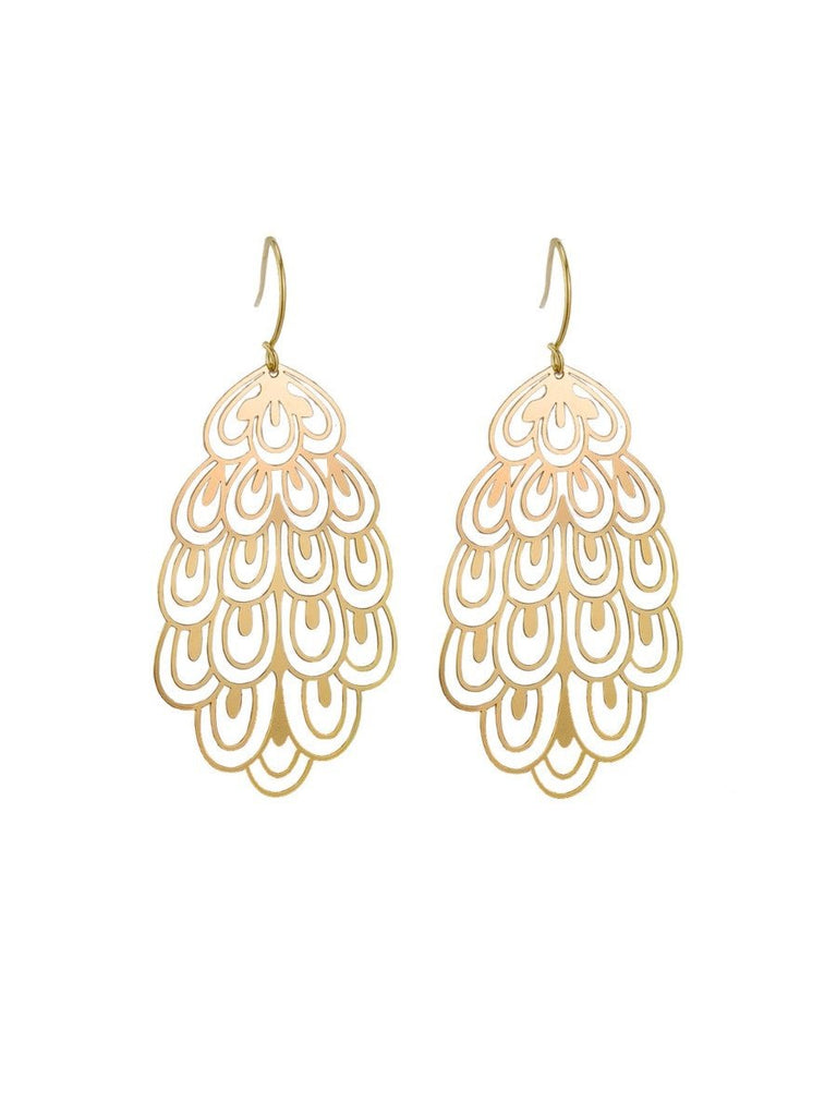 Buy Gold Peacock Filigree Earrings by Tiger Tree - at White Doors & Co
