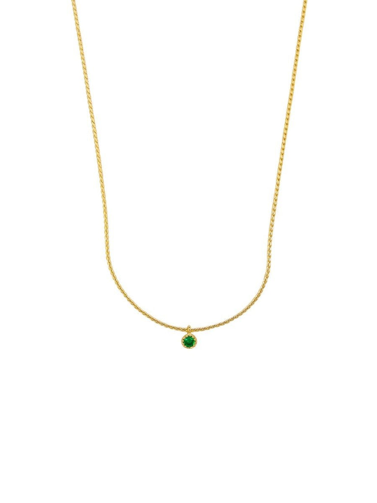 Buy Gold Petite Emerald Crystal Necklace by Tiger Tree - at White Doors & Co
