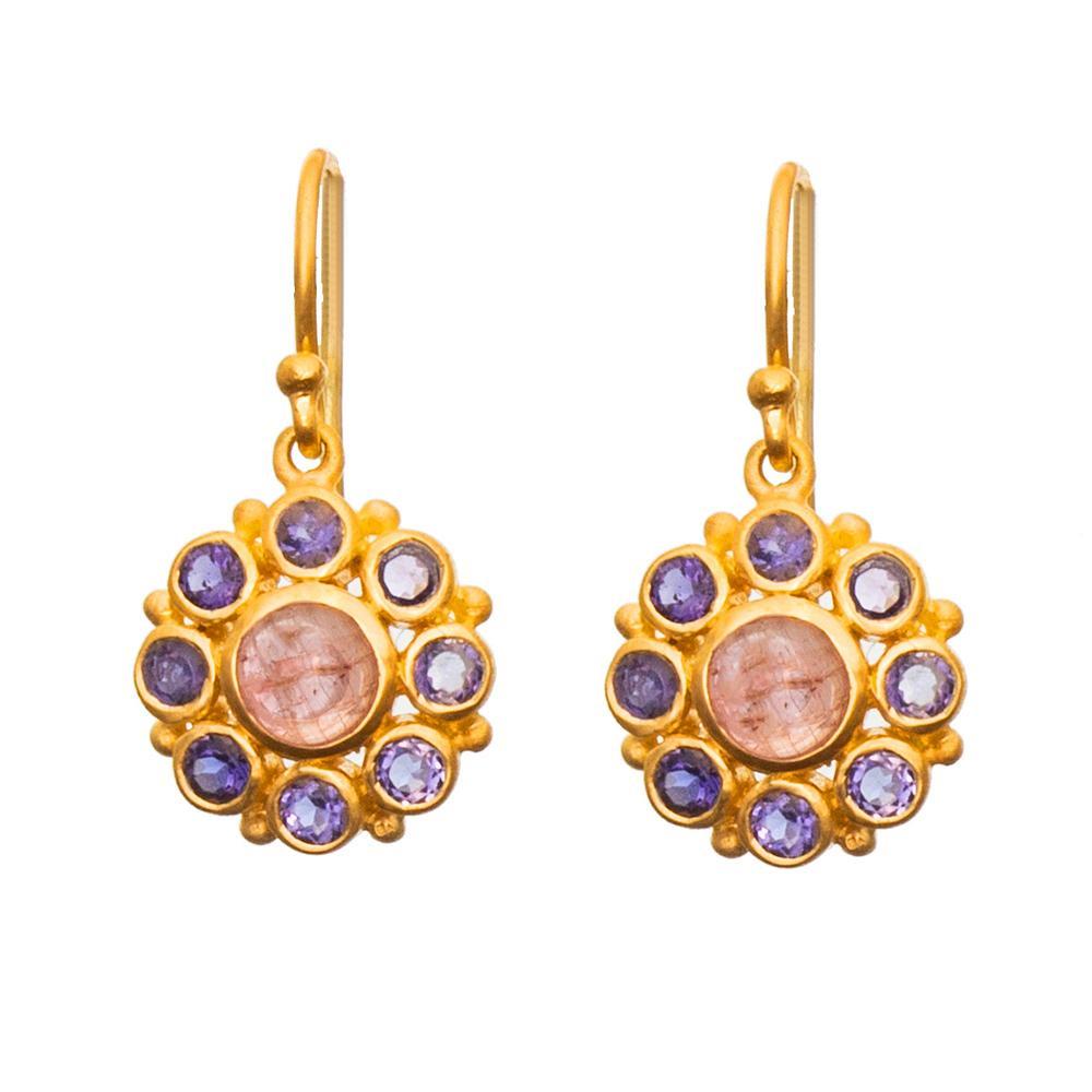 Buy Gypsy Earrings - Pink & Lolite by RubyTeva - at White Doors & Co