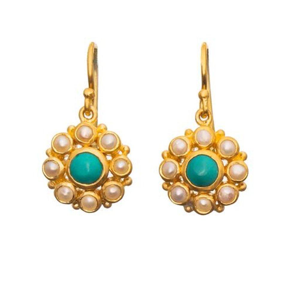 Buy Gypsy Earrings - Turq & Pearl by RubyTeva - at White Doors & Co