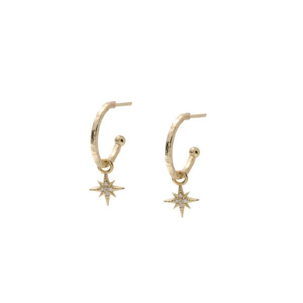 Buy Hammered Hoop Studs 13mm With tiny Stars by Von Treskow - at White Doors & Co