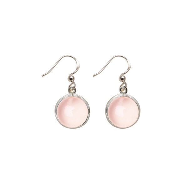 Buy HOOK EARRINGS WITH ROUND ROSE QUARTZ by Von Treskow - at White Doors & Co