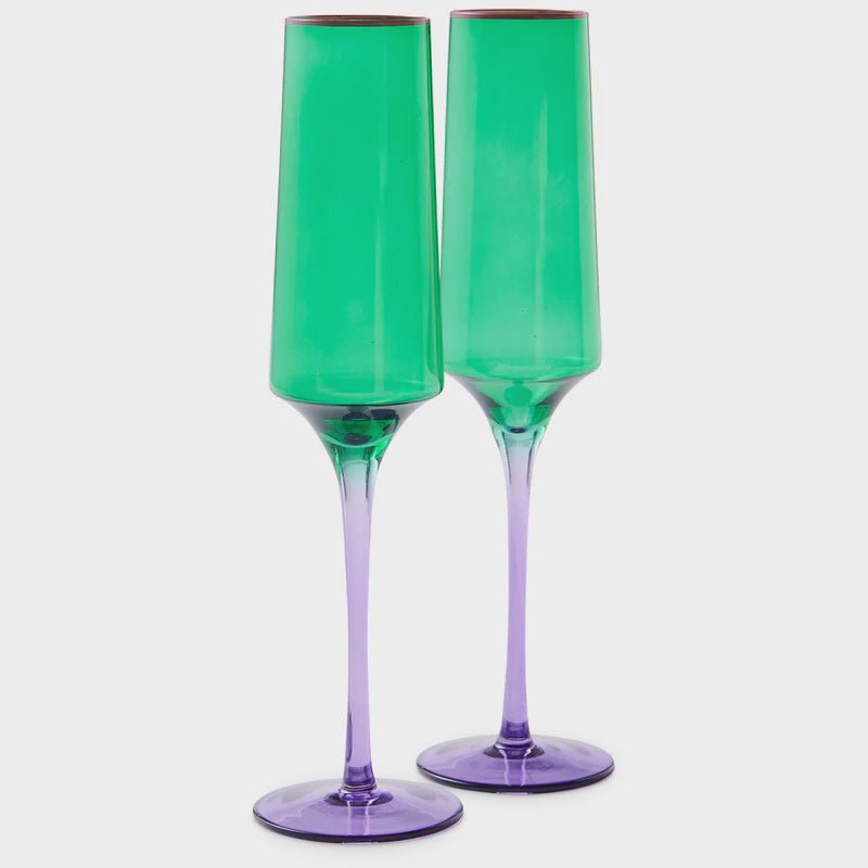 Buy Jaded Champagne Glass 2P Set by Kip & Co - at White Doors & Co
