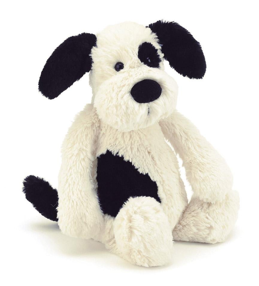 Buy Jellycat Bashful Black & Cream Puppy Medium by Jellycat - at White Doors & Co