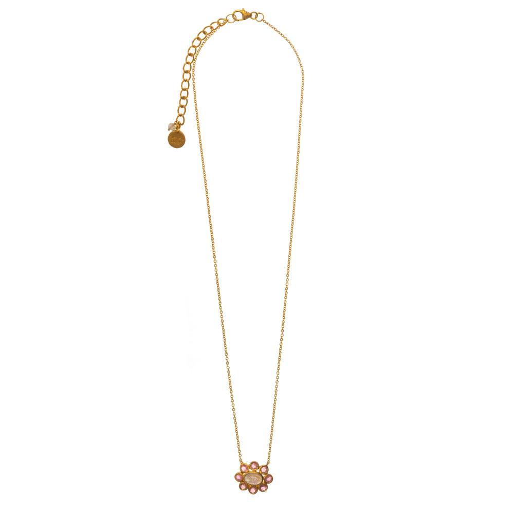 Buy Labradorite & Pink Tourmaline Flower Necklace by RubyTeva - at White Doors & Co