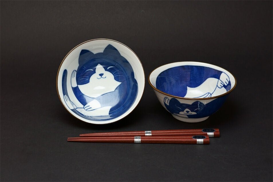 Buy MASK CAT - Bowl with chopsticks set by Concept Japan - at White Doors & Co