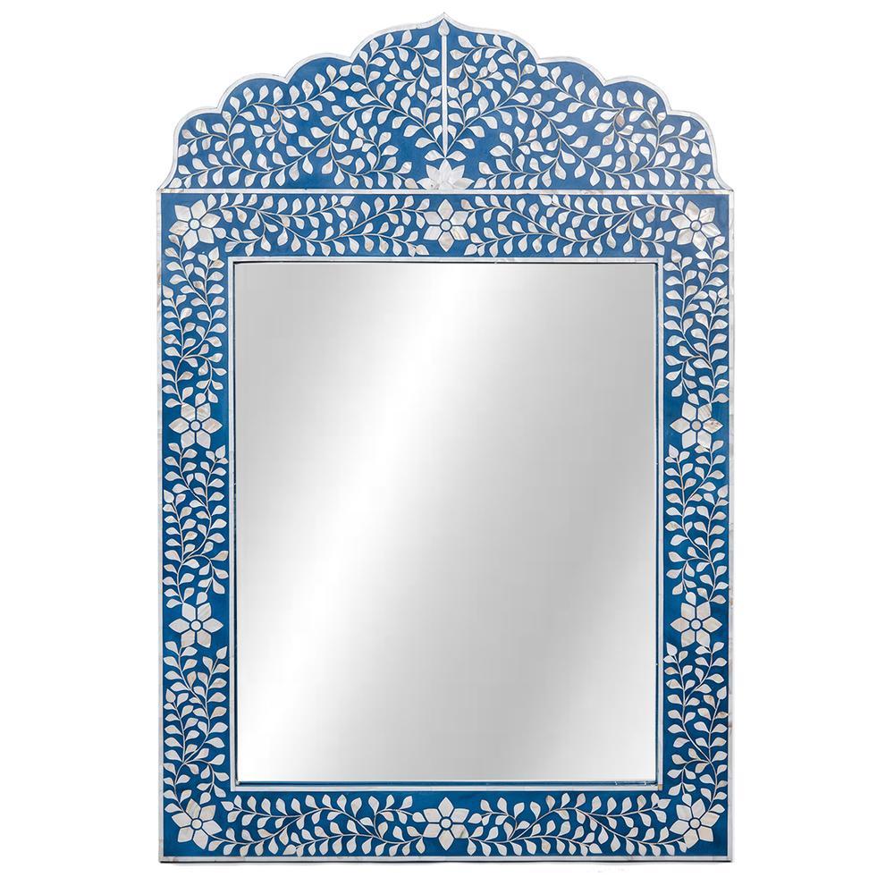 Buy Mother of Pearl Mirror Navy Blue by Ruby Star Traders - at White Doors & Co