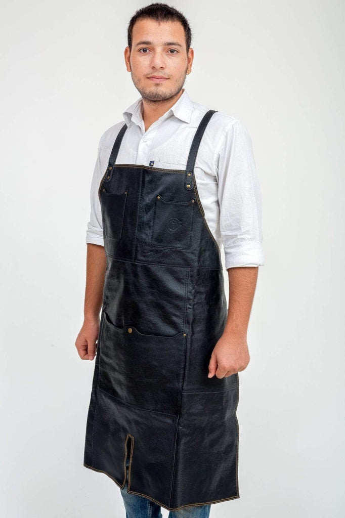 Buy Oliver Leather Apron - Black by Indepal - at White Doors & Co