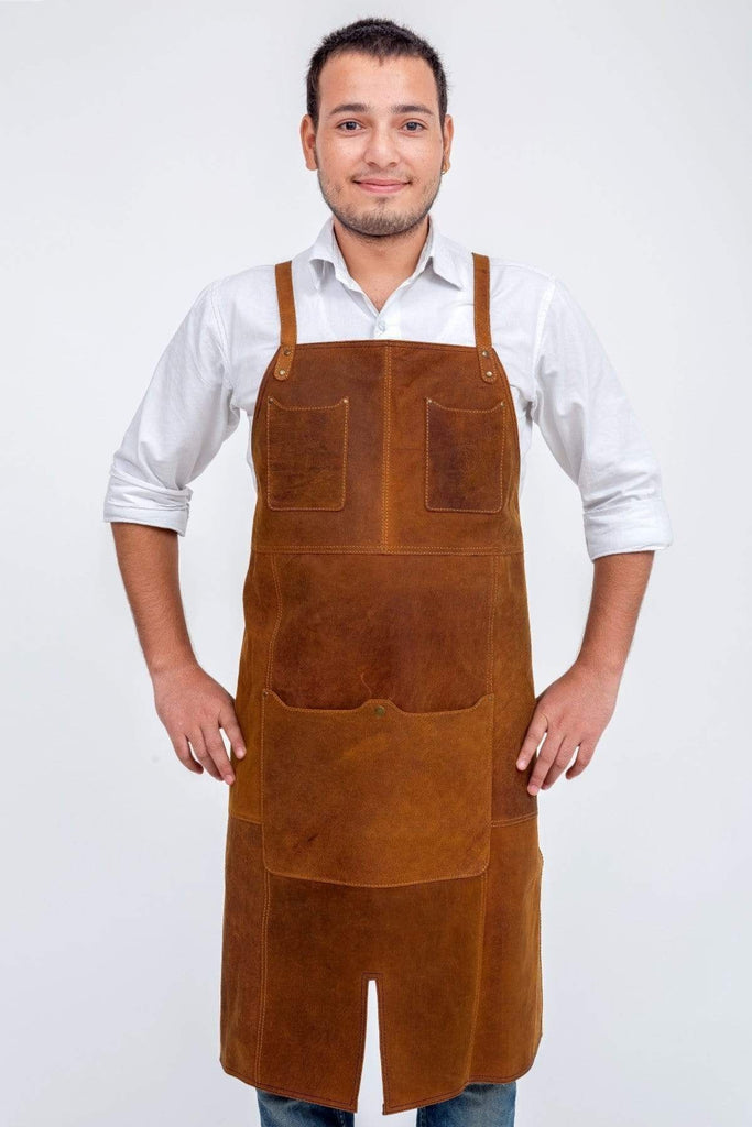 Buy Oliver Leather Apron - Tan by Indepal - at White Doors & Co