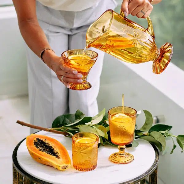 Buy Palm Cocktail Glass -Amber ( Box of 4) by Annabel Trends - at White Doors & Co