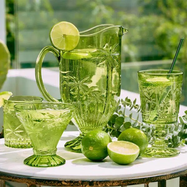 Buy Palm Cocktail Glass - Green ( Box of 4) -SALE by Annabel Trends - at White Doors & Co
