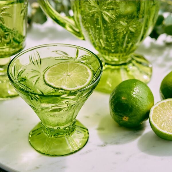 Buy Palm Cocktail Glass - Green ( Box of 4) -SALE by Annabel Trends - at White Doors & Co