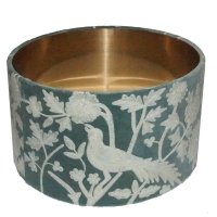 Buy Peacocks & Flowers Lampshade - Moss Green /White by Ruby Star Traders - at White Doors & Co