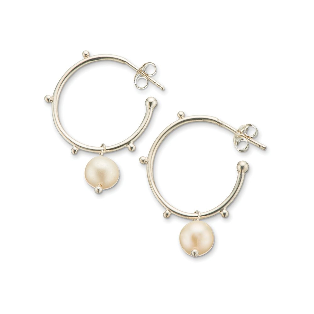 Buy Pearl Hoop Earrings by Palas - at White Doors & Co