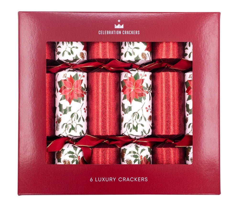 Buy Poinsettia Sparkle Christmas Crackers 6PK by Paperie - at White Doors & Co