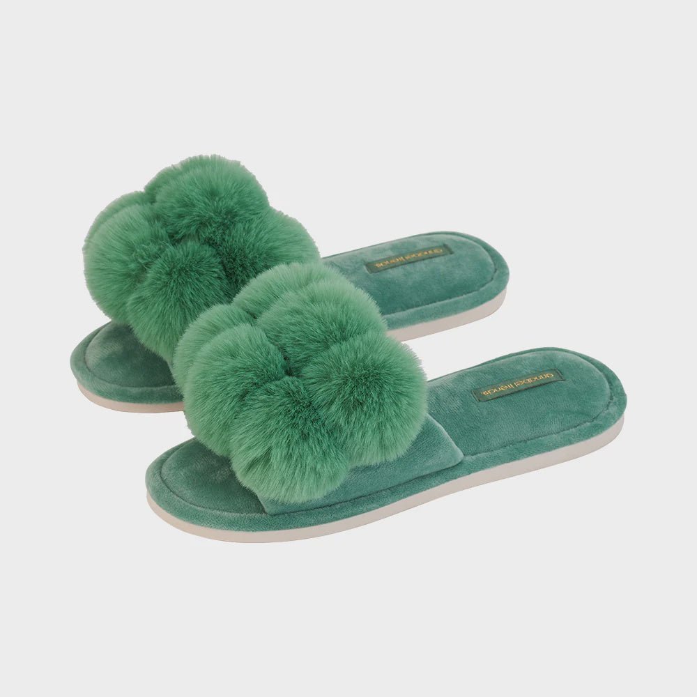 Buy Pom Pom Slipper - Cosy Luxe - Spearmint by Annabel Trends - at White Doors & Co