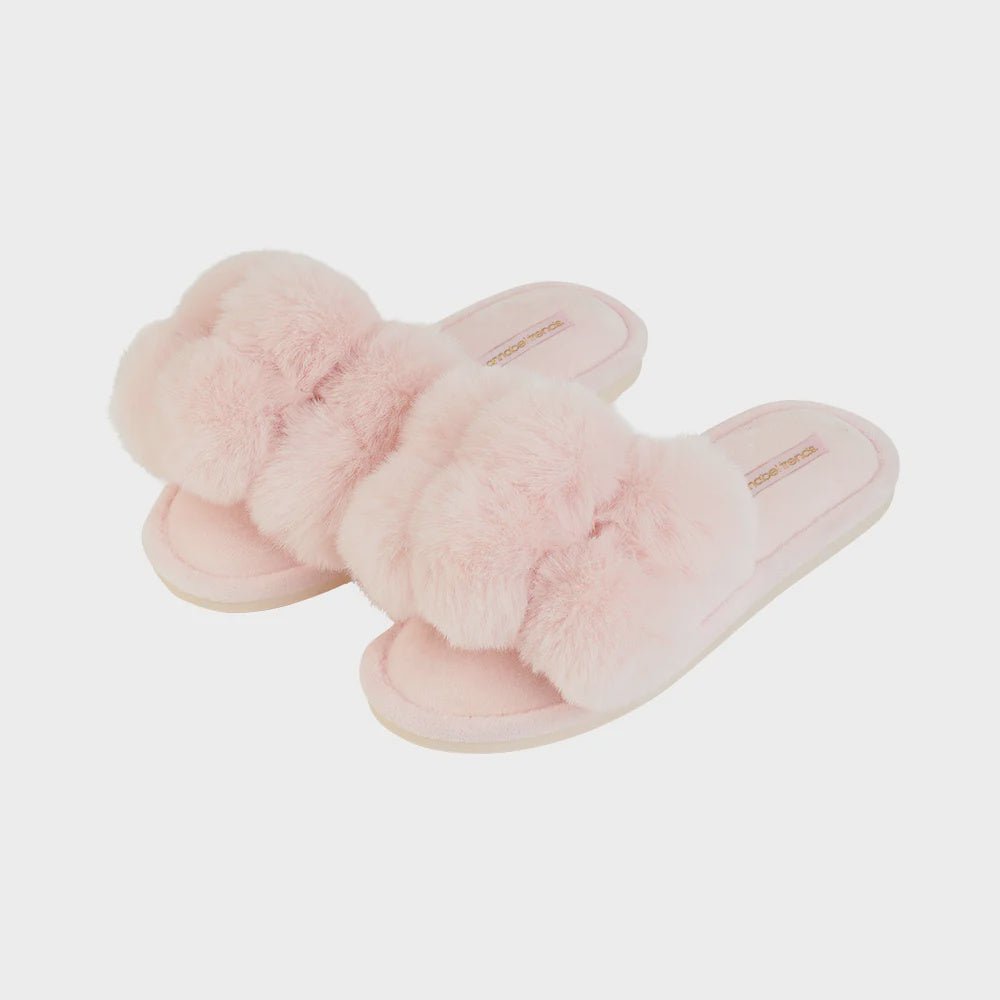 Buy Pom Pom Slippers - Cosy Luxe - Pink Quartz by Annabel Trends - at White Doors & Co