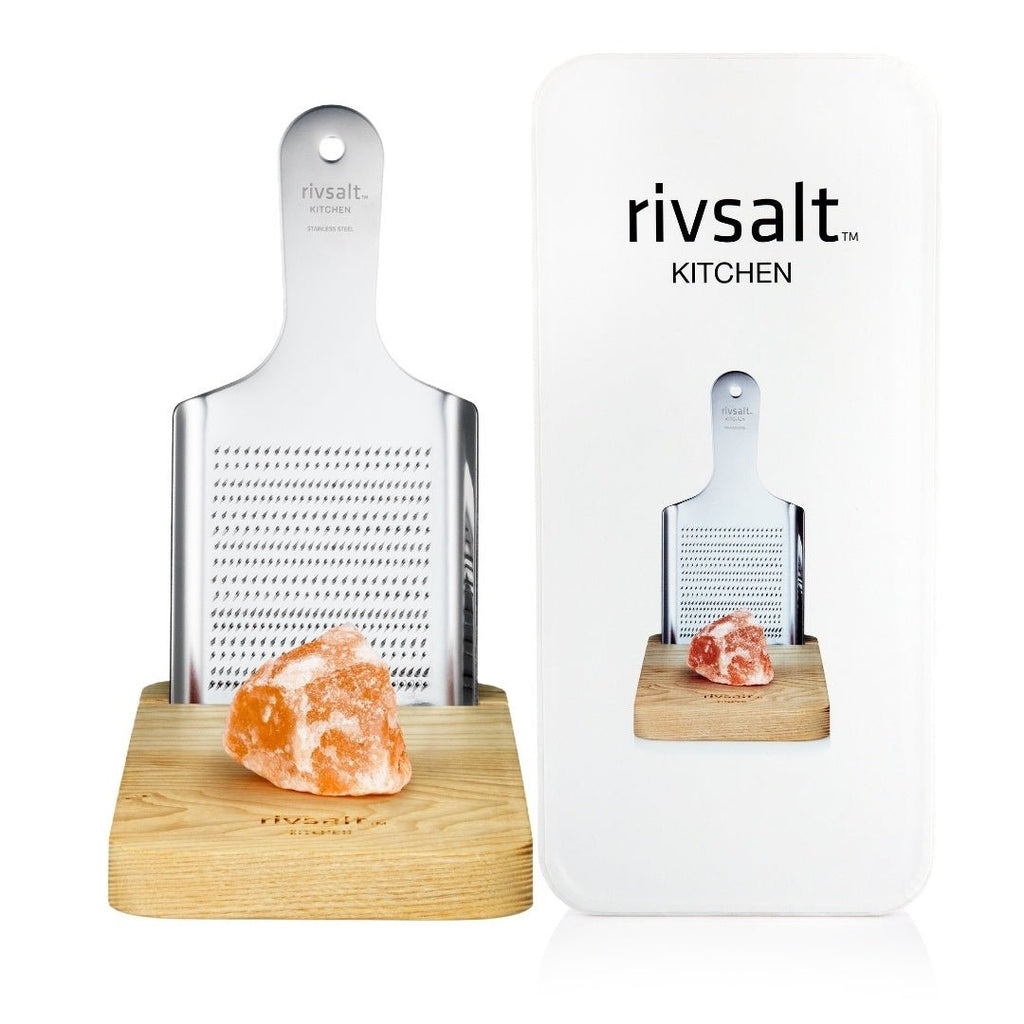 Buy Rivsalt Kitchen - Himalayan Salt with Stainless Steel Grater and Oak Stand by Rivsalt - at White Doors & Co