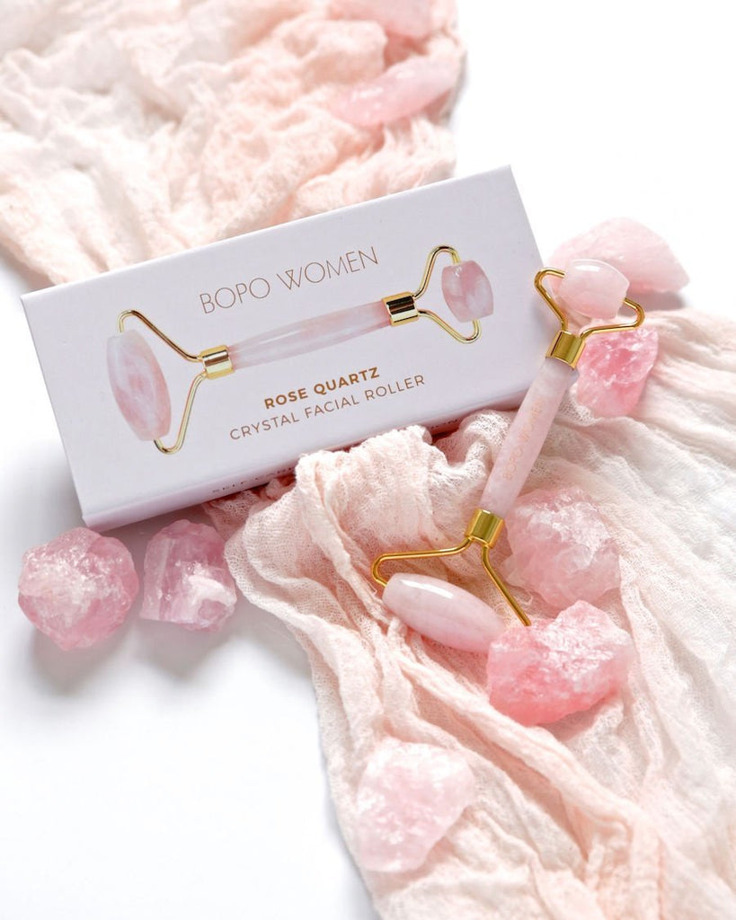 Buy Rose Quartz Facial Roller by Bopo Woman - at White Doors & Co